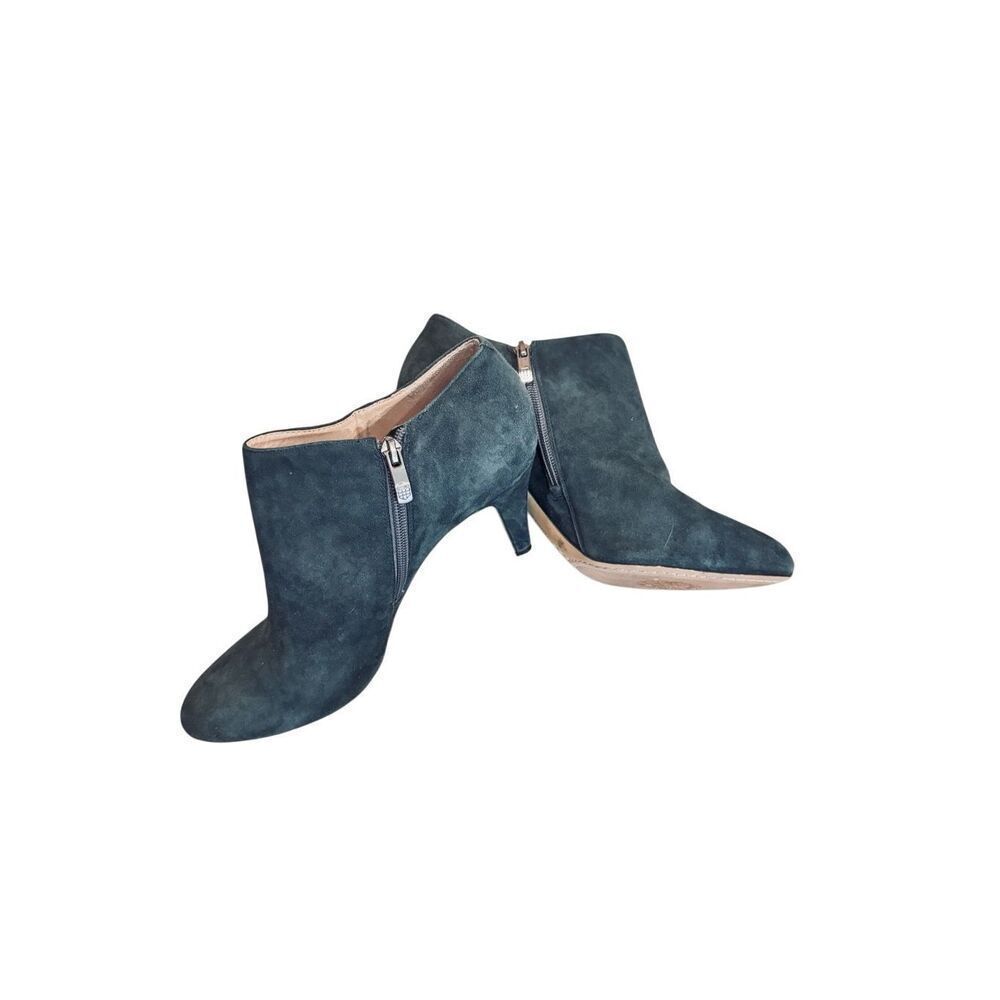 Vince Camuto Suede Ankle Booties Size 10 Black/gray Side Zip Heeled Booties